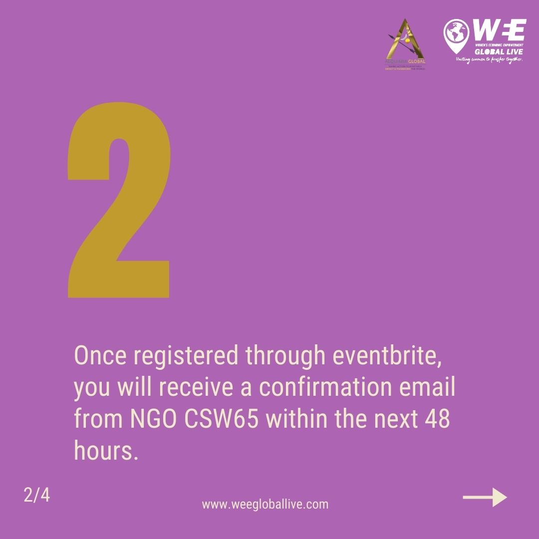 WEEGlobalLive's tweet photo. A Woman's World: Experience Developing Resilient and Thriving Communities.
To join our event you need to follow these steps 

Go ahead and reserve your spot!
Be there!
⏳

#NGOCSW65VirtualForum #NGOCSW65 #CSW65 #Beijing25 #GenerationEquality #WEE #weeglobal https://t.co/moUmYA3638