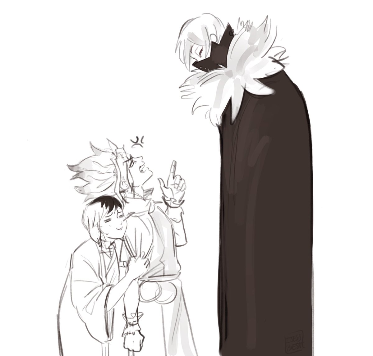 Some hyoga doodles I did a moment ago, I love his design, and how his outfit looks both cozy and slutty