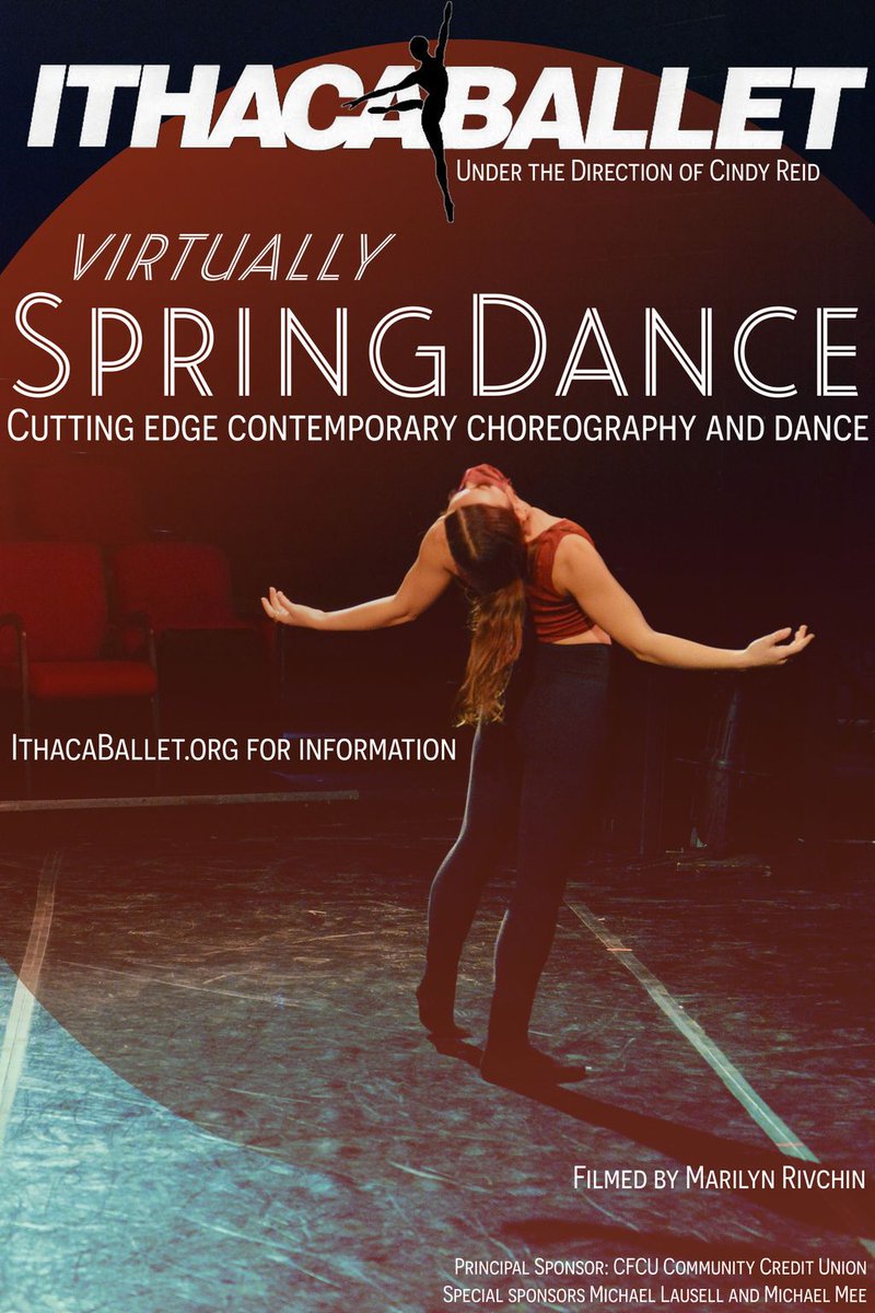 Ithaca Ballet's Virtually SpringDance is coming soon.  A wonderful group of original, contemporary dance and chats with choreographers.  Check buff.ly/30YDyNP for more