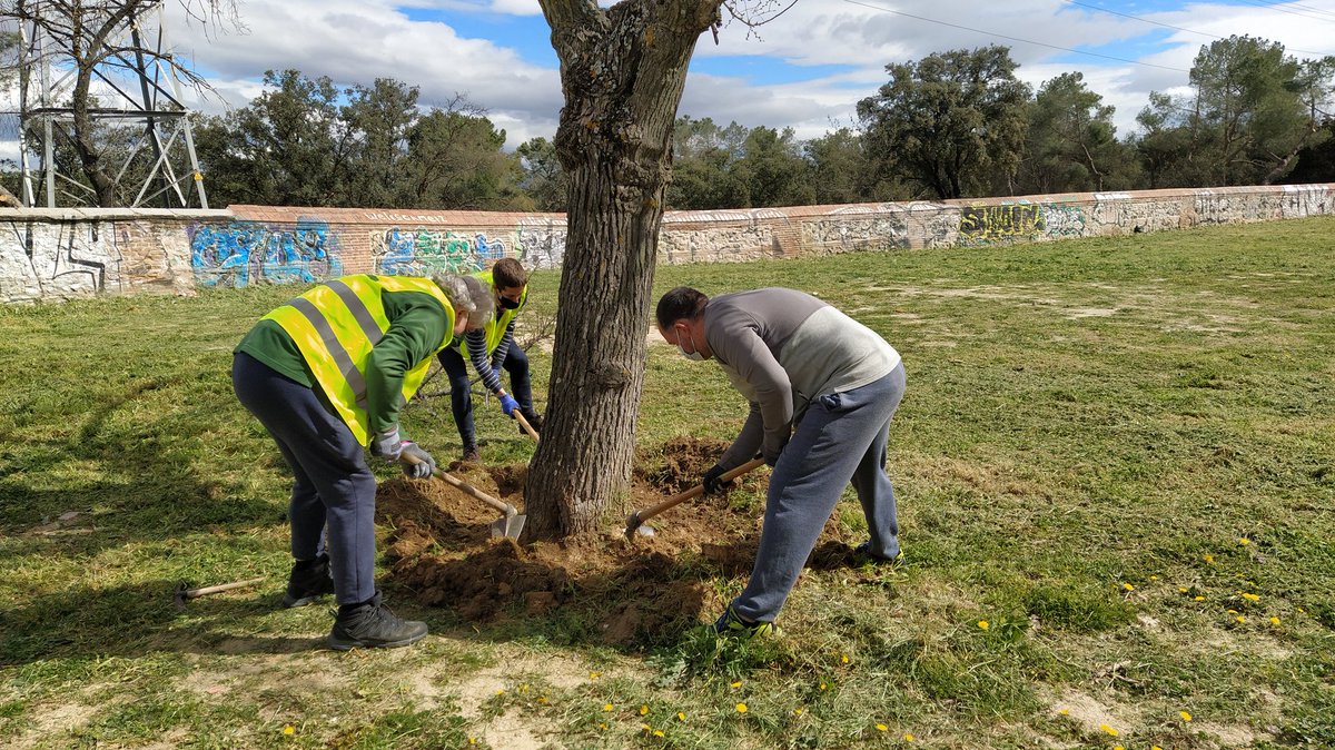 AVCcampamento's tweet photo. Ayer volvimos a salir a las calles de #Campamento para cuidar y mejorar nuestro barrio. Limpiamos la zona, hicimos unos alcorques y preparamos un arenero. Todo en nuestro proyecto Ponte Wapo Campamento. Recuperar espacios en el barrio para l@s vecin@s. #HaciendoCampamento https://t.co/HLSYmyxeLI