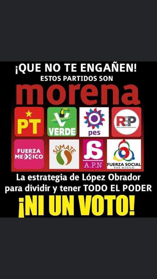 SocCivilMx's tweet photo. No te dejes engañar 

#NiUnVotoAMORENA2021 https://t.co/EypTJdfeo1