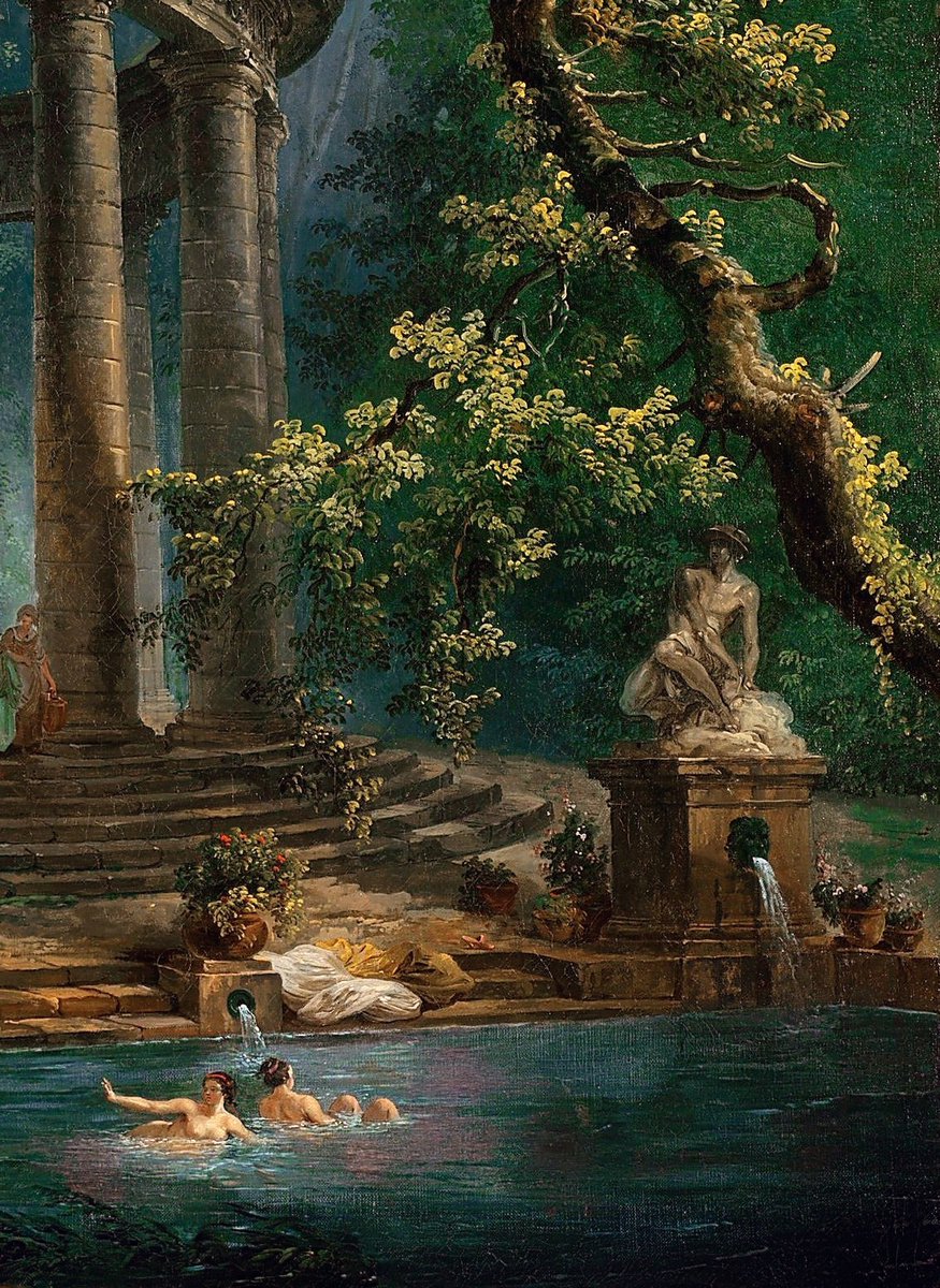 archaeologyart's tweet photo. Detail, The Bathing Pool, c. 1753. Hubert Robert. https://t.co/jPLUlcjjbz