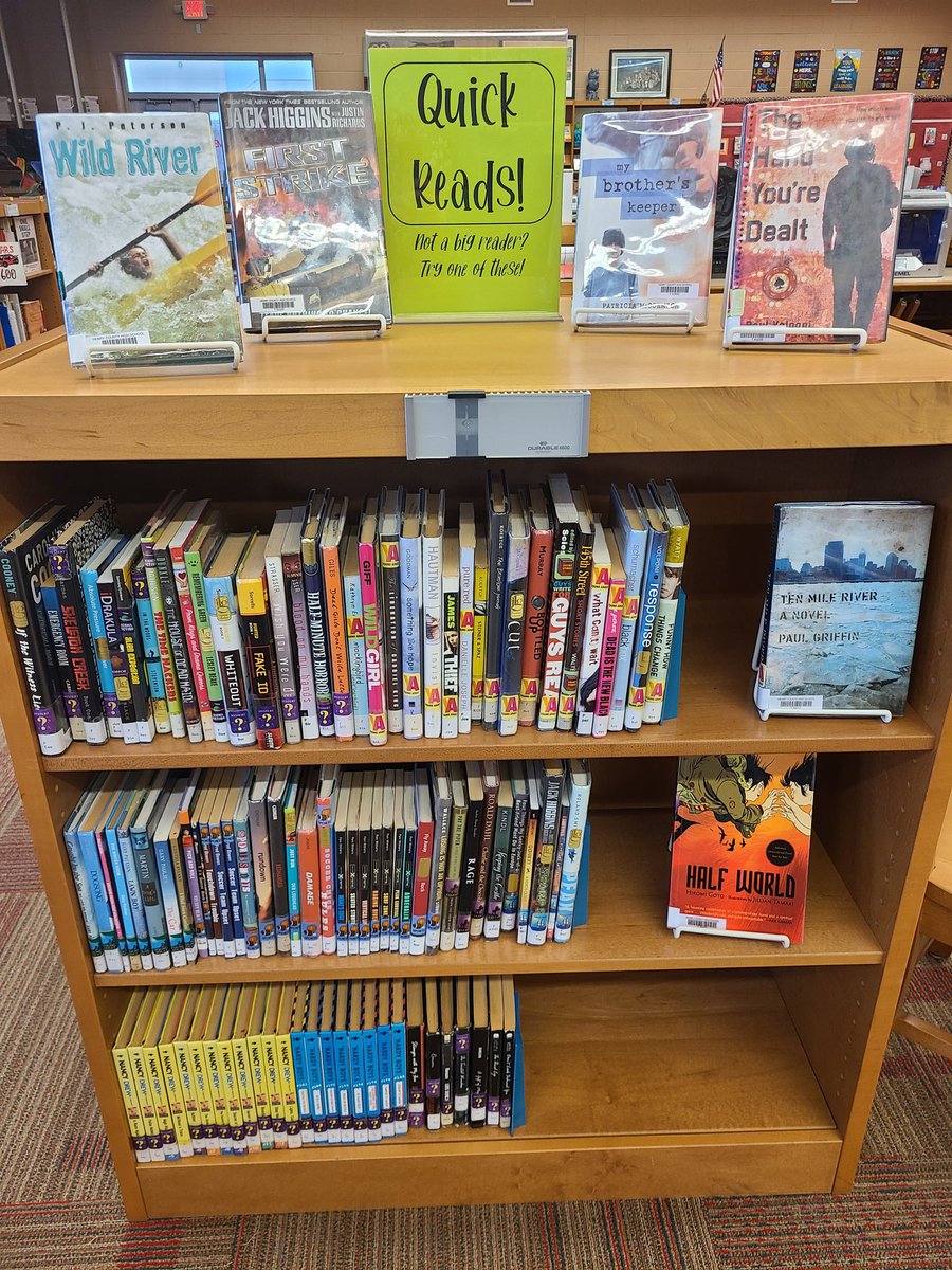 Had fun with book club again this week discussing inner monologue! Also started a new "Quick Reads" section in the library! #joblove <a href="/HCHSMediaCenter/">Rachel Burgin</a>