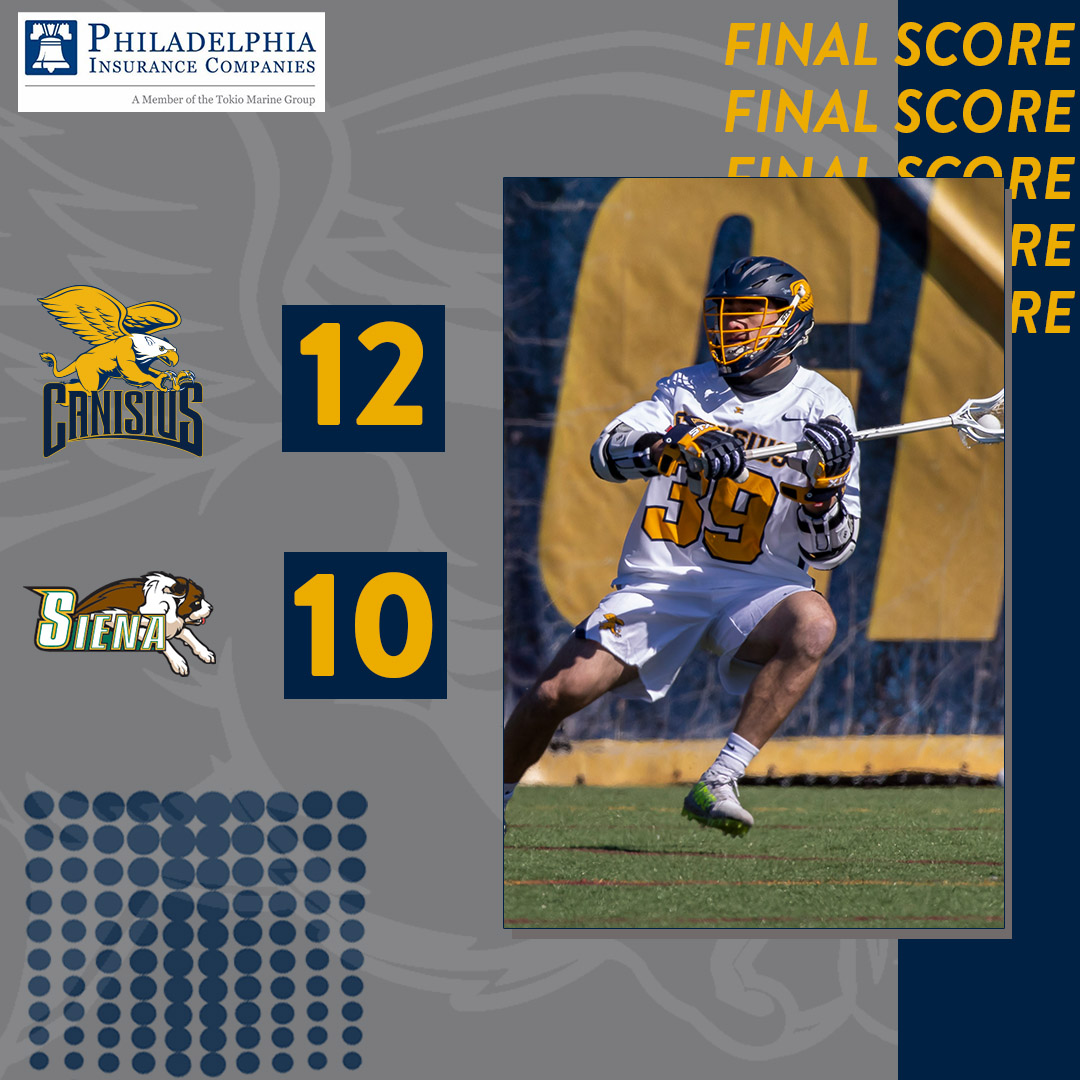 FINAL SCORE | Canisius picks up its first league victory of the season with a two-goal triumph over Siena

Buck - 3g, 3a
Kozack - 2g, 2a
Schermerhorn - 2g, 2a
Beals - 17 FO wins
Bergmann - 12 saves 

Final score presented by @ <a href="/PHLYINS/">Philadelphia Insurance Companies (PHLY)</a>