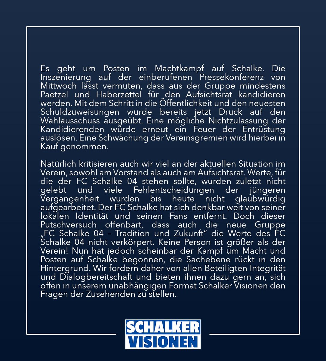 Schalke braucht keinen schmutzigen Machtkampf! #S04