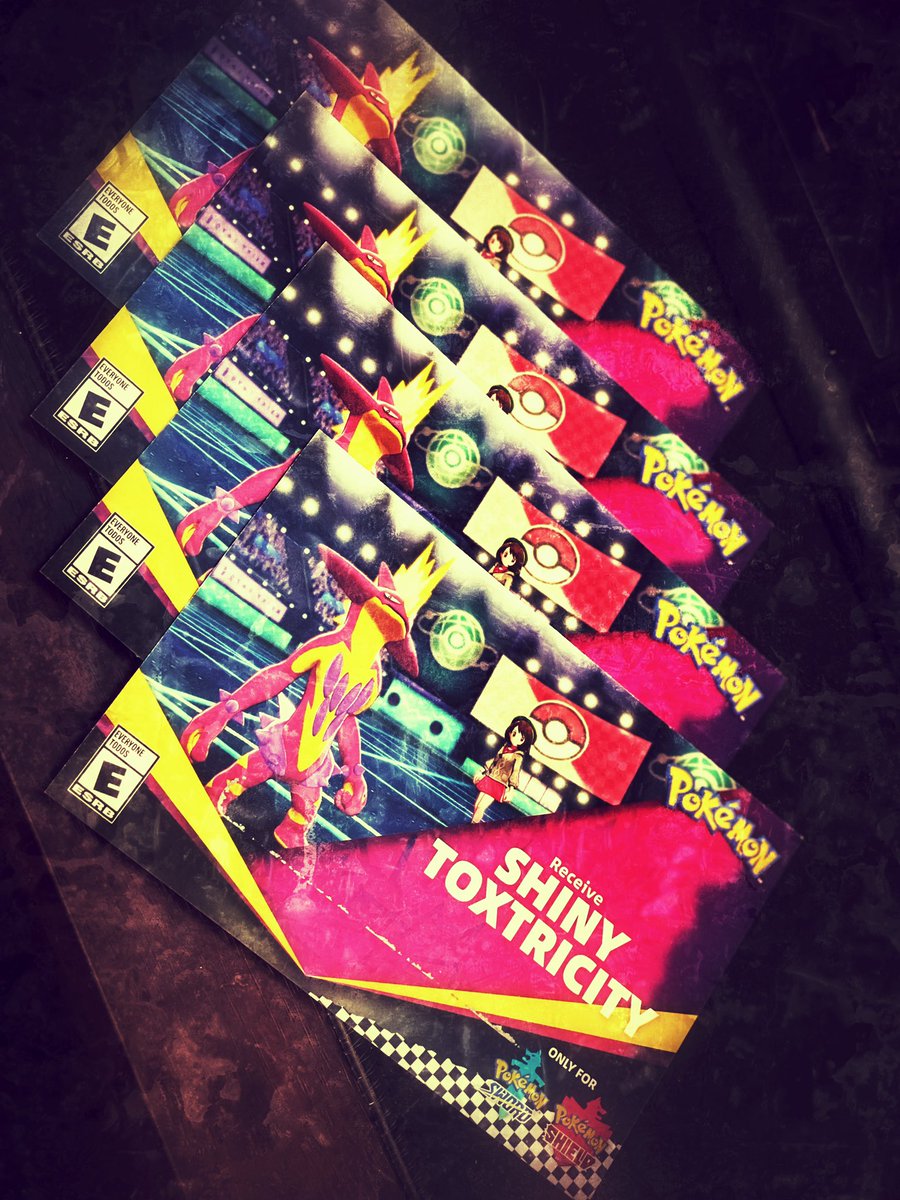 Who plays Pokémon Sword or Shield on the switch? Well I’ve got some Shiny Toxtricty Mystery Gift Codes. LIKE &amp; RT and I’ll send pick 4 at random to send a code to.