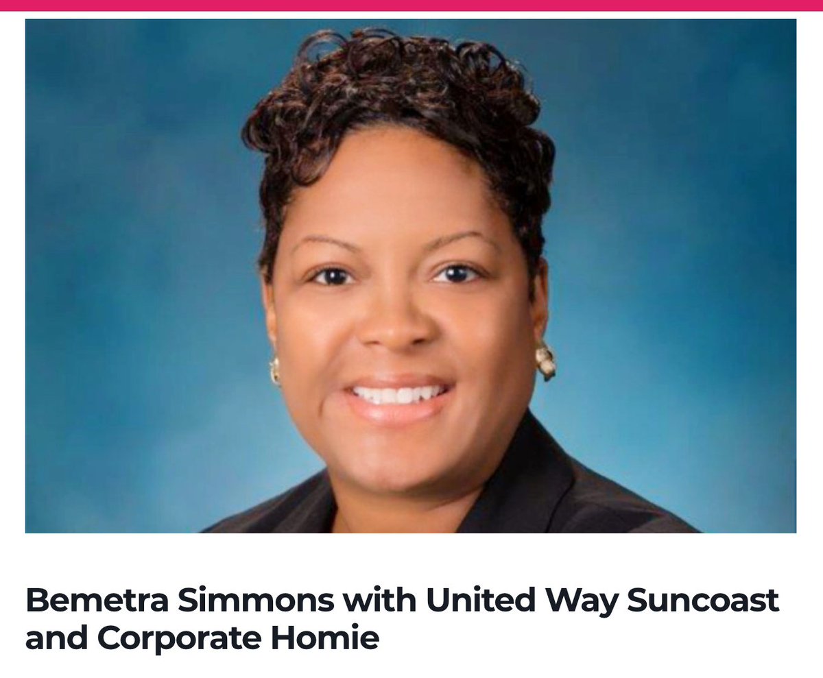UWSuncoast's tweet photo. Our COO Bemetra Simmons works every day to fulfill our missions while also running @CorporateHomie with her sister. They help women and minorities navigate corporate America and be successful: https://t.co/MwICahLYbT.
#UWSuncoast #WomensHistory https://t.co/agD6r4BOv6