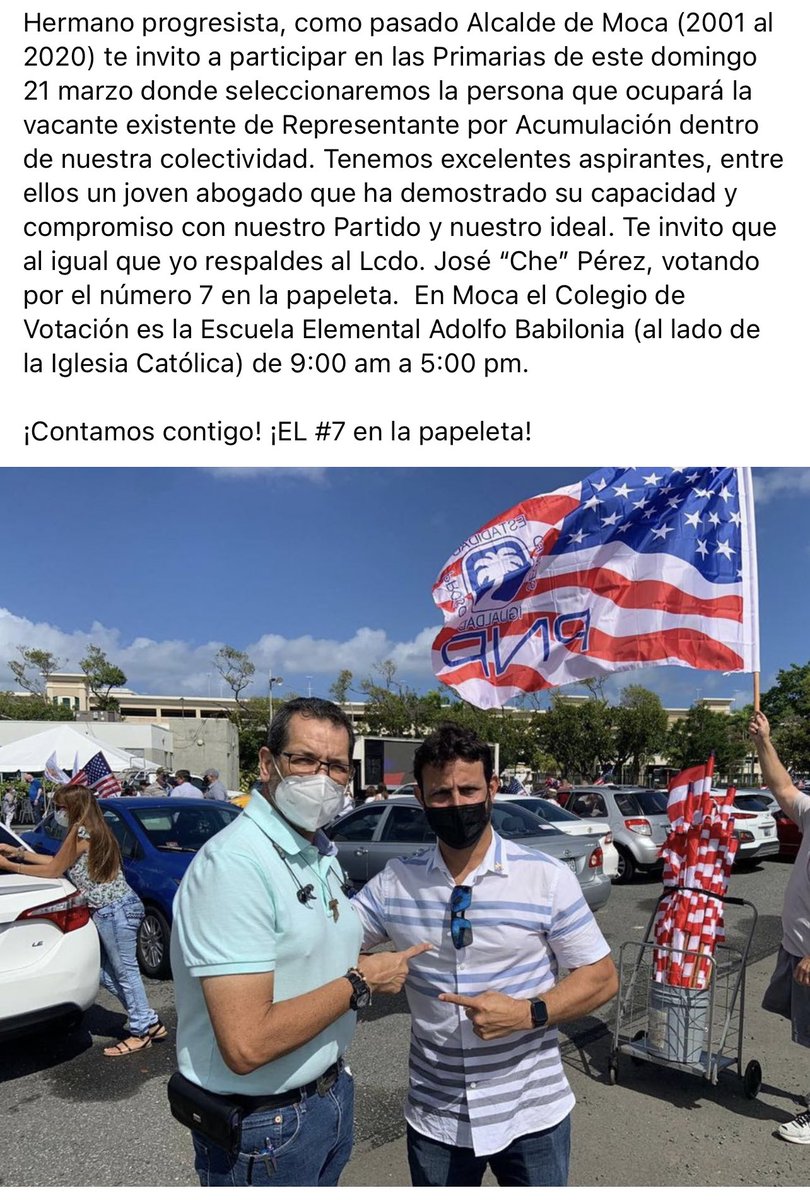 ¡Este domingo 21 de marzo vota por José “Che” Pérez el #7 en la papeleta!