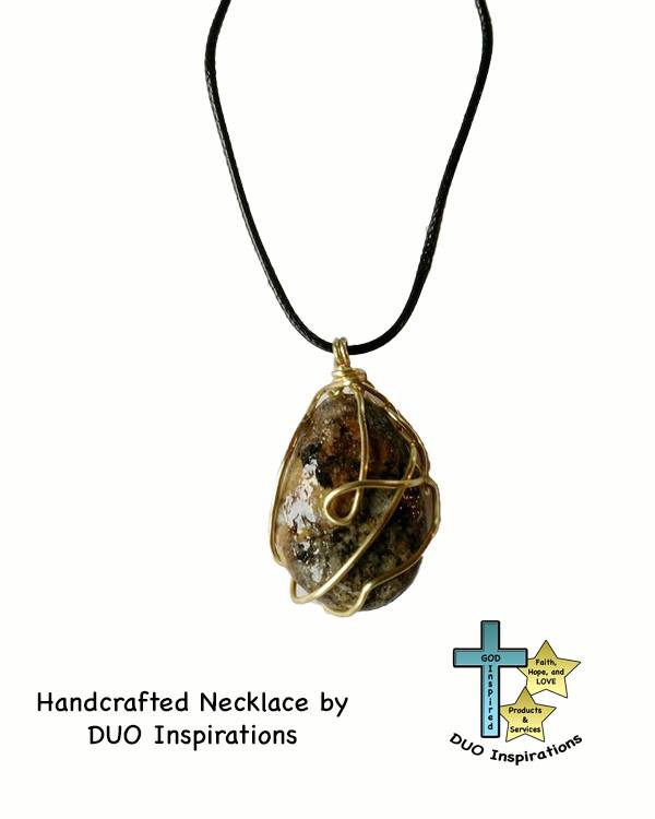 Handmade necklace by DUO Inspirations. #wirewrapped #stone #stonependant #necklace #jewelry #jewelryforsale #forsale #earthy #naturelovers #MothersDay #giftideas #mom #mother #giftsforher #mothersdaygift #oneofakind #handmadejewelry #madeinVT