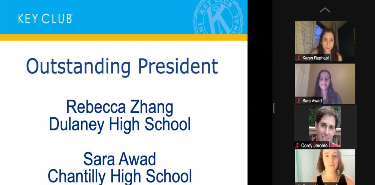 ChantillyKey's tweet image. DCON 2021 Capital District Awards:
• 1st Place Digital Poster: Designed by Sara Awad
• Outstanding President Award: Sara Awad
• Club Video Award: Honorable Mention 
• Oratory Contest: Honorable Mention (Willa Xun)
—
Congratulations to our winners from Chantilly Key Club!