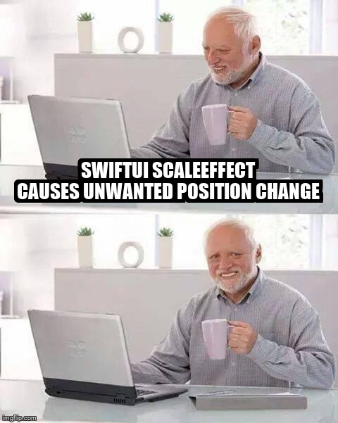 SwiftUI scaleEffect Causes Unwanted Position Change stackoverflow.com/questions/6671… #swiftui #swiftuianimation