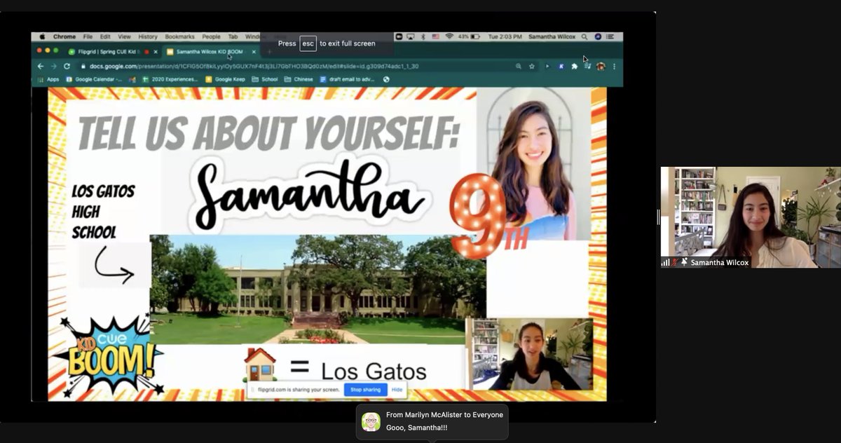 StephRothEDU's tweet photo. So proud of my amazing student Sam! She rocked her #KidBoom!
I'm so lucky to have Sam in @LEADLG1 Eng 9. I learn from you every day.
💡
✅Increase creative opportunities
🚀More clubs for connection
🔥Make projects full of real choice
@cueinc #WeAreCUE @LosGatosHigh #LGSUHSD https://t.co/FEU3OA3DFT