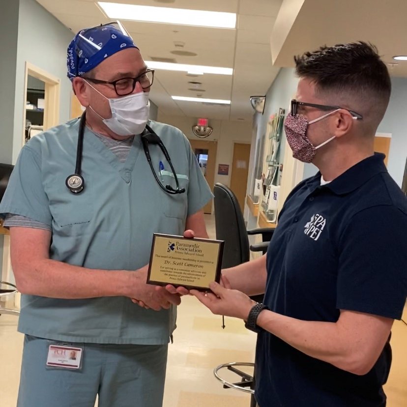Congratulations to Dr. Scott Cameron on receipt of an honourary lifetime membership. "For serving as a  continuous advocate with unwavering support for the advancement of the paramedicine profession on Prince Edward Island" <a href="/MSPEI_Docs/">MSPEI_Docs</a> <a href="/IslandEMS/">Island EMS</a> <a href="/Health_PEI/">Health PEI</a>