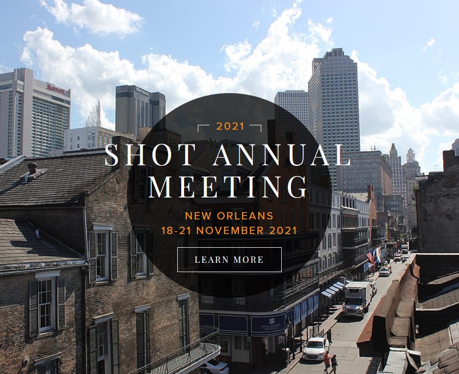 SocHistTech's tweet photo. The #shotnola rundown thread - important below.

Quick Look:

Theme: Environment, Infrastructure and Social Justice
18-21 Nov 21
W/@hssonline 
Live streaming keynote &amp; more
Select Live paper giving, and universal record option for remote attendants
Proposals due April 7/18th 2021 https://t.co/WChFZCqvfr