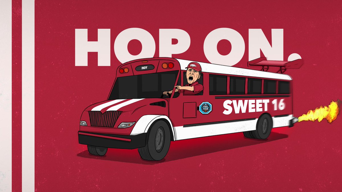 RazorbackMBB's tweet photo. GET IN WE'RE GOING TO THE SWEET 16 https://t.co/7wlZx6xVMi