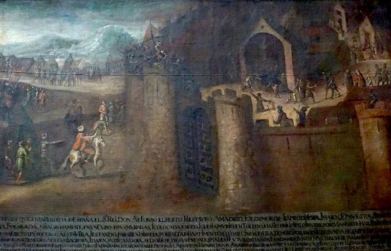 “Procesión de Santa María de la Almudena en 1638” y “Intervención y milagros de Santa María de la Almudena” (anónimos, h. 1640). 
Catedral de la Almudena.

#MadridPintado