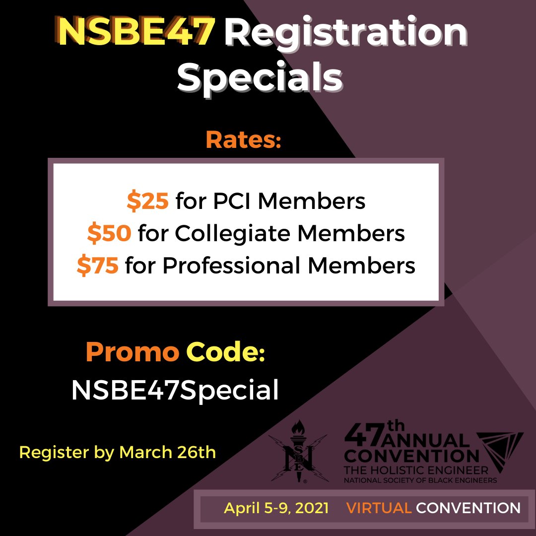 FLASH SALE! 

Take advantage of registration specials for a limited time only!

Register Today!

#nsbe47
#theholisticengineer
