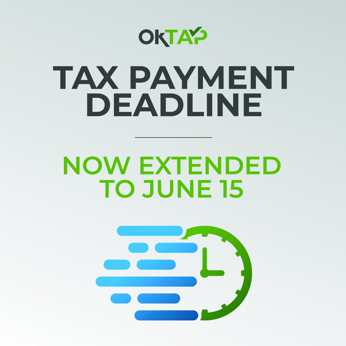 oktaxcommission's tweet photo. Did you know? Oklahomans now have until June 15, 2021 to pay their 2020 individual and business income taxes, and their first quarter 2021 estimated income tax payments. Find out more here. ➡️ https://t.co/gB4BR5zA4V #OTC #Taxes #Oklahoma #OklahomaTaxes #TaxSeason #OkTAP https://t.co/eLW89zyrWY