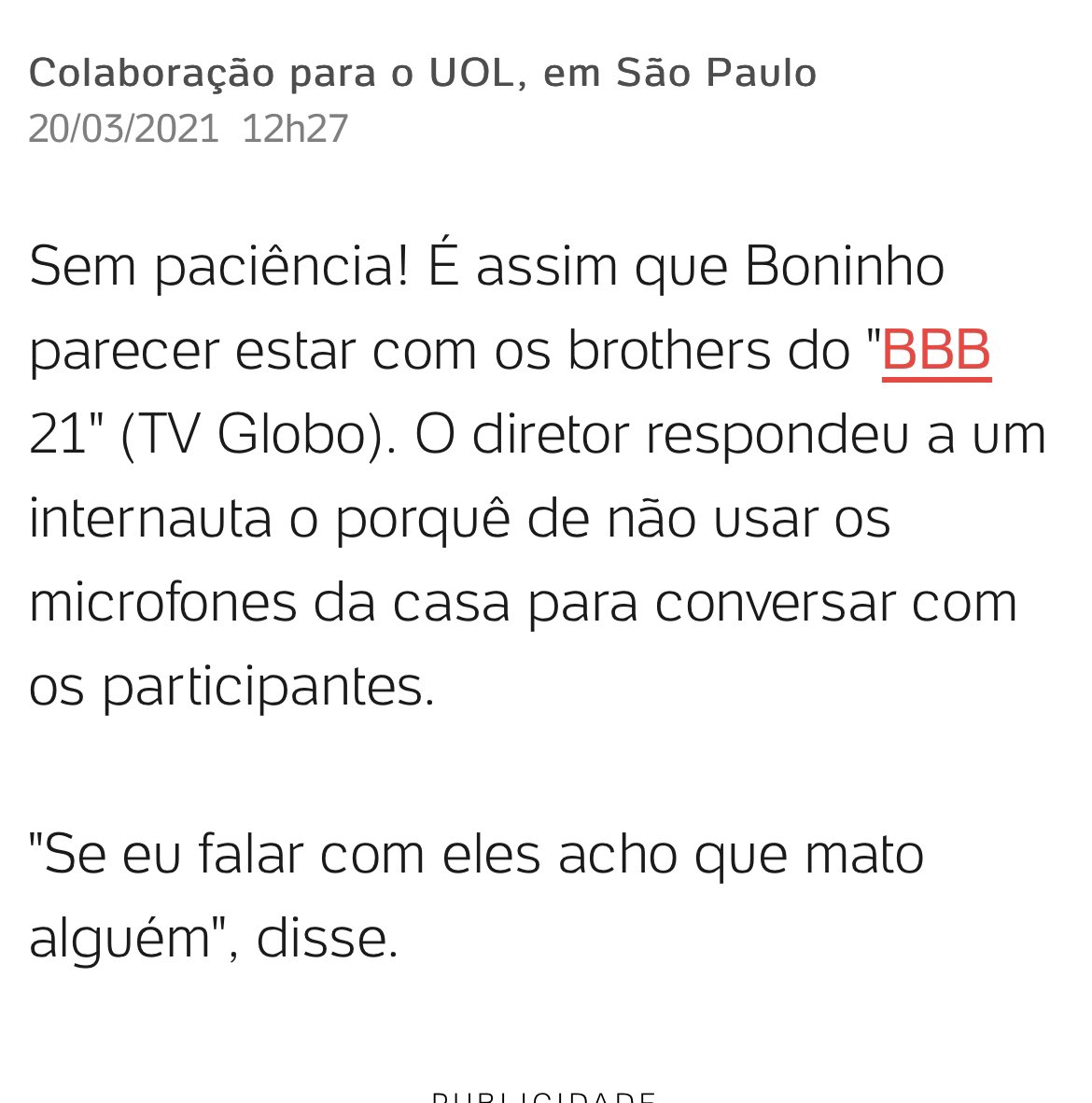 boninho's tweet photo. Kkk como uma leitura pré julgada sai errado, dona UOL!! Não é mal humor! Eu mataria eles de SUSTO!! Aparecer no vídeo para falar com eles... imagina a reação 🤷‍♂️🤷‍♂️🤷‍♂️🤷‍♂️ AH! Eu só estou me divertindo... basta ver minhas publicações 😝🤪 MUITO!!! @bbb https://t.co/dzup9GO0Ir
