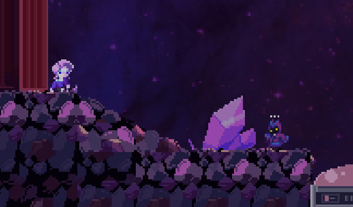 AutaGame's tweet image. "Shouldn't a crystal this big be worth, like, a bajillion dollars? Why are we going around PUNCHING them?"
((#gamedev #pixelart #characterart))