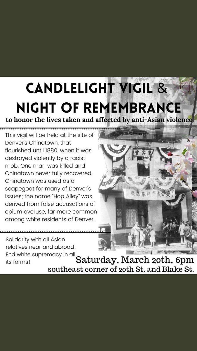 gaygamerz's tweet image. Hi folx! IIGWP will be providing cop watching and protest support for the Candlelight Vigil and Night of Remembrance to honor the lives taken and affected by Anti-Asian violence, using our regular hashtags #dpdactivity and #denverprotests #denverprotest