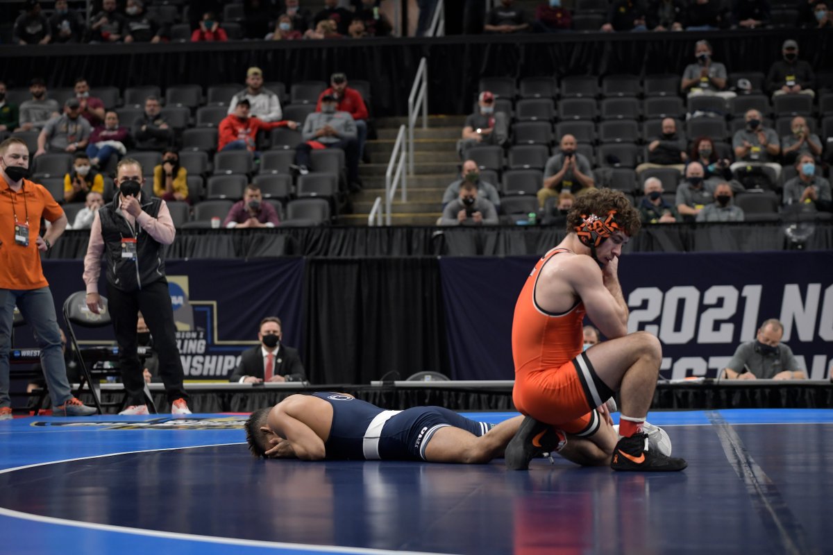 PennStateWREST's tweet photo. Penn State’s first-ever National Champions at 133 &amp; 141 🏆

You’ve earned it, RBY &amp; Nick Lee!

#PSUwr https://t.co/e6cLuC87RO