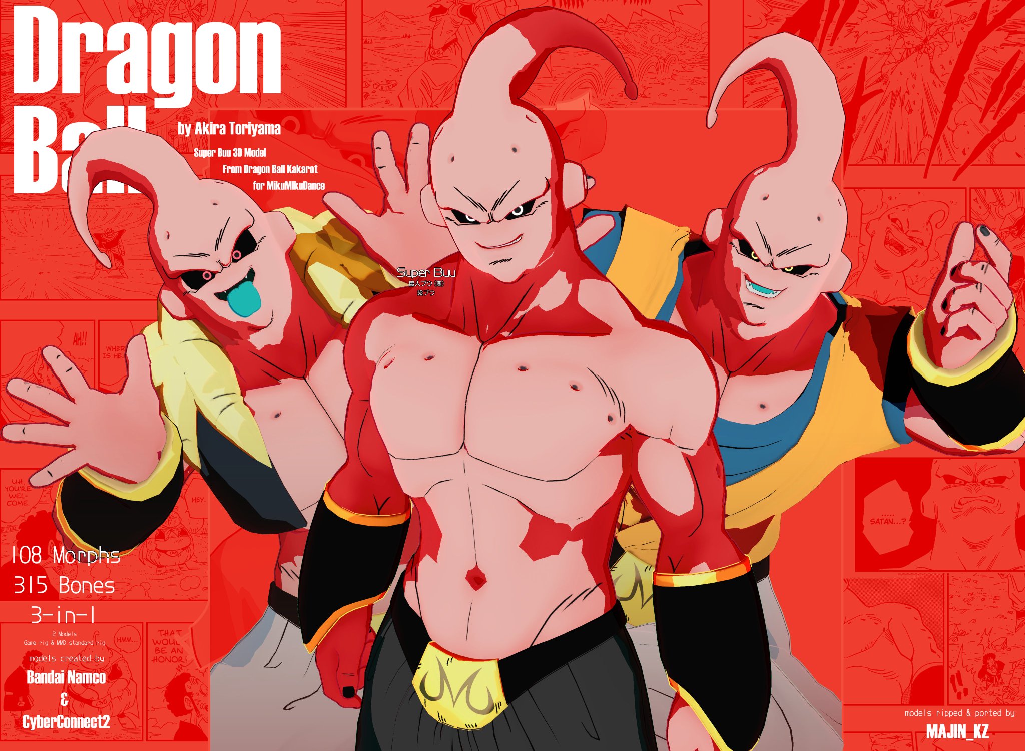 Dragon Ball Z Majin Buu forms and transformations 12in x 18in Free Shipping