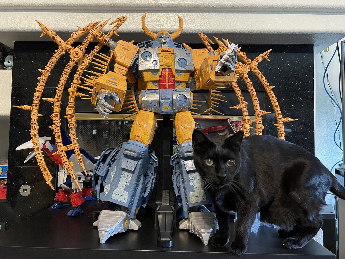 RandallSpence's tweet image. #Transformers #Unicron transformed! With yet another Midnight photobomb.