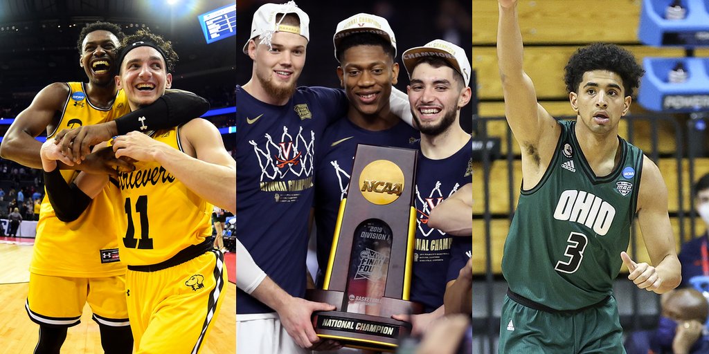 SBNation's tweet image. Virginia’s last three men's tournaments:

• lost to No. 16 UMBC
• won National Championship
• lost to No. 13 Ohio