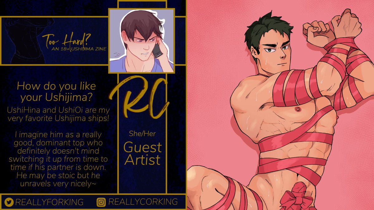 TooHardZine's tweet image. Our next guest brings JuicyJima giftwrapped for your pleasure - @reallyforking! RC's enthusiasm for ruined #Ushijima is a must-have for every smut-tacular zine. 🍆

#ushijimawakatoshi #fanbook #fanzine #haikyuu #hq #nsfw