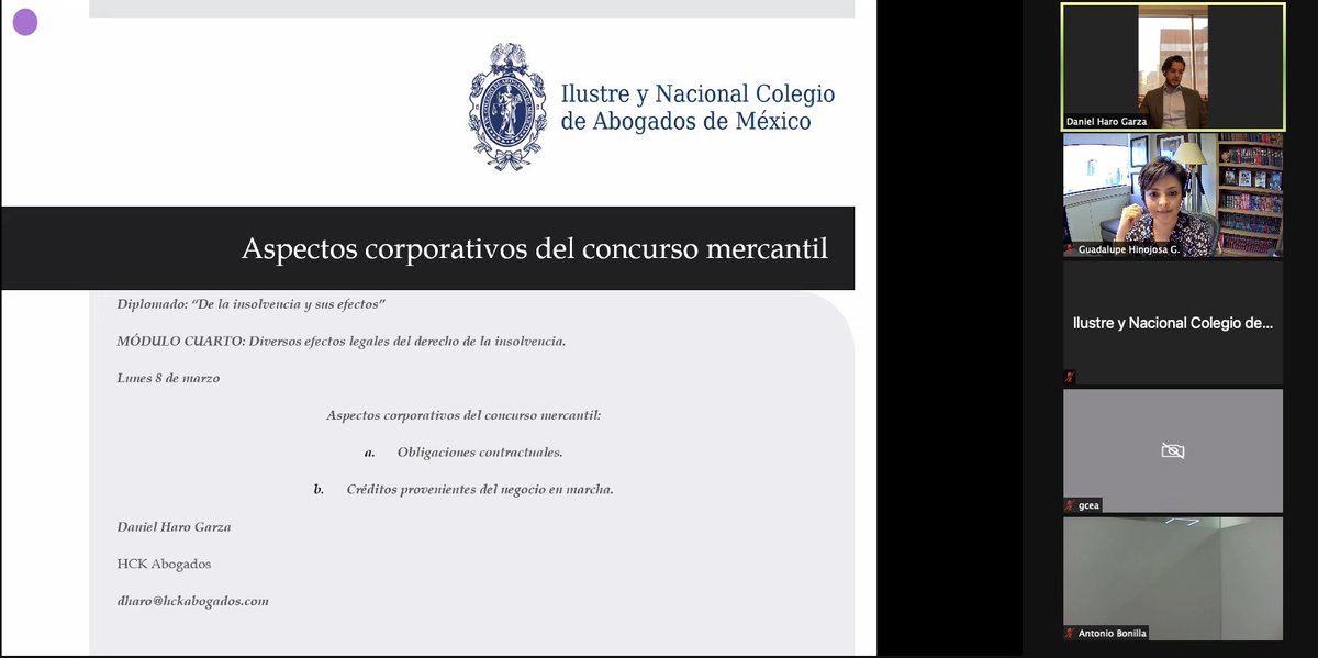 lupita_hinojosa's tweet photo. El día de hoy, en el Diplomado organizado por el @INCAM_Abogados, relativo a la insolvencia y sus efectos, @danielhga nos dio una excelente clase, en donde abordamos los “Aspectos corporativos del Concursos Mercantil”. https://t.co/ZhFPLF3tzD
