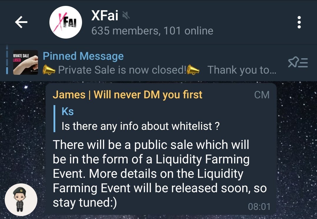 Public sale is coming soon. 🔥

I'm going to be snatching up some $XFIT, are you? 🌚

XFai 👇
t.me/xfaiofficial

@xfai_official #DeFi #Liquidity #Oracle