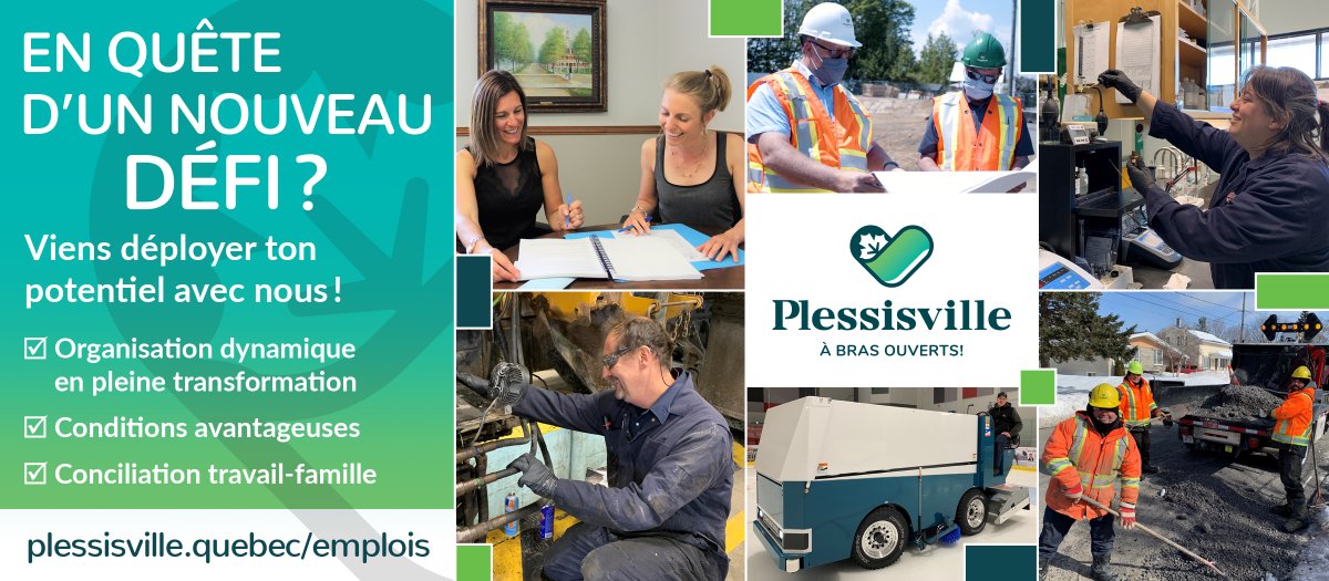 OFFRES D'EMPLOI
En quête d'un nouveau défi? Viens déployer ton potentiel avec nous! Plusieurs postes à pourvoir. plessisville.quebec/emplois/