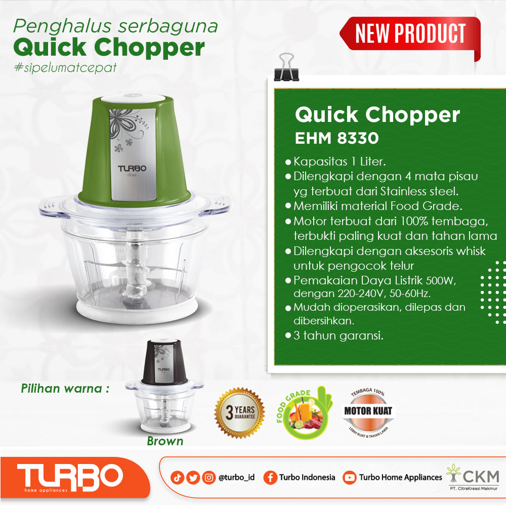 turbo_id's tweet photo. Terbaru dari Turbo!! Chopper cantik yang bisa jadi teman setiamu di dapur untuk menghaluskan atau mencincang berbagai macam olahan masakan..
Yuukk miliki sekarang juga, karena produk ini worth to buy bangeeett.. 🥰

#chopper #chopperTurbo #quickChopper #chopperbagus https://t.co/tmM3U4MX4d
