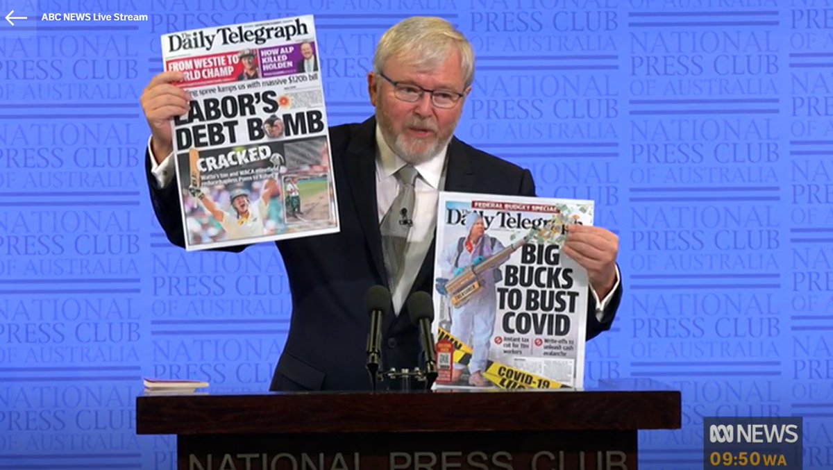 AdeleKThomas's tweet photo. Kevin Rudd brought the props! 👏👏 https://t.co/9jmQhTdT8Q