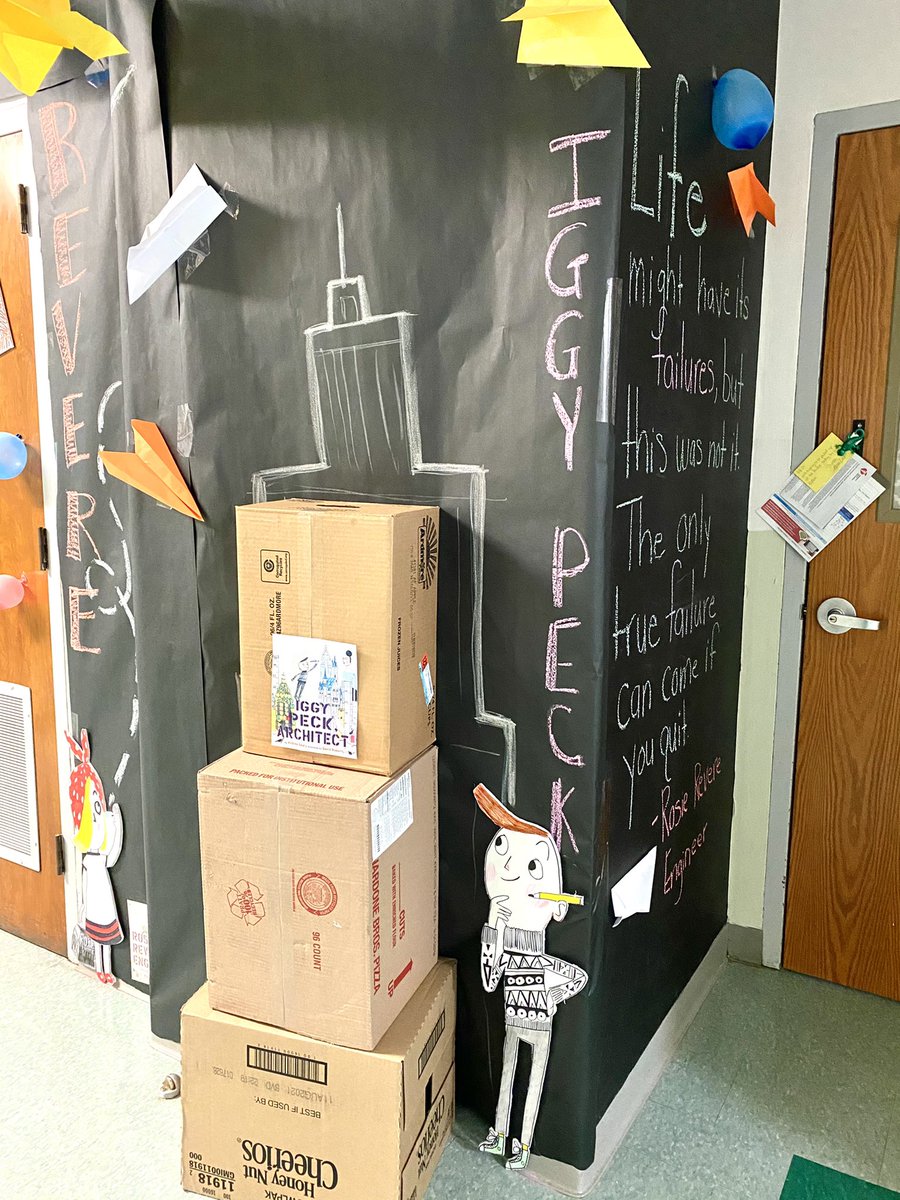 WhitHilbert's tweet photo. They said “door contest” and we heard “wall contest” 😆. If you haven’t read these books by @andreabeaty about pursuing one’s passion and being persistent, YOU NEED TOO! It’s a good way to teach ‘growth mindset’. @RosieRevere @tiffanywolk @steph_evelsizer #BeADragonSGEL https://t.co/PdGoWWvbs4