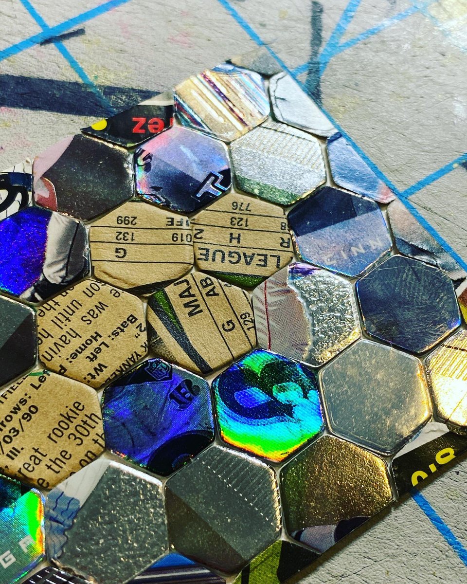 thirddanart's tweet photo. I got some new tools in my #cardart game. I get to hammer out tiny hexagons now. Plus I got to use it for my latest commission.
.
.
.
.
#baseball #baseballcardart #art #dailyart #baseballcard #thirddanart #baseballart #whodoyoucollect https://t.co/njaKcaau2O