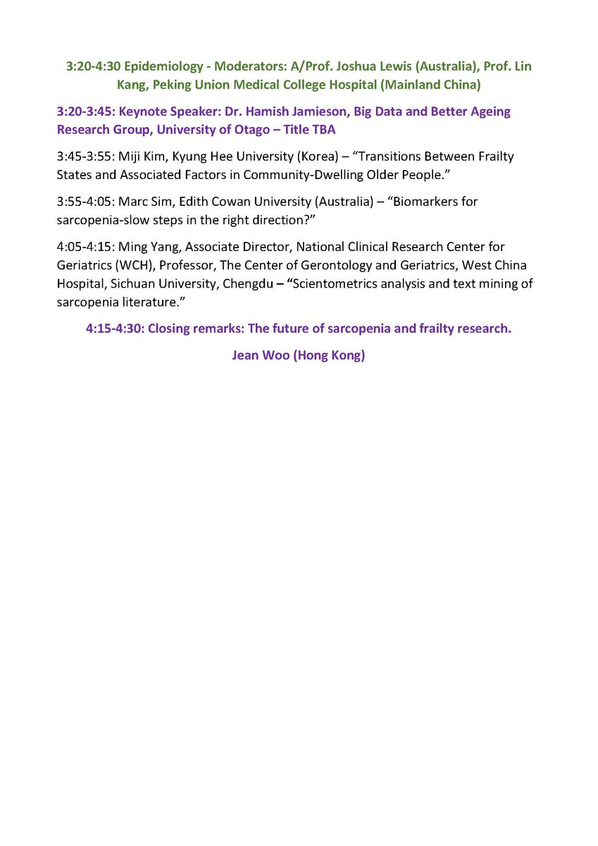 Register now for the Asia Pacific Virtual Symposium on #sarcopenia and #frailty Research!

See the pictures for the excellent program. Register here for the free webinar organised by <a href="/ANZSSFR/">ANZSSFR</a> and the Asian Association for Frailty and Sarcopenia: unimelb.zoom.us/webinar/regist…