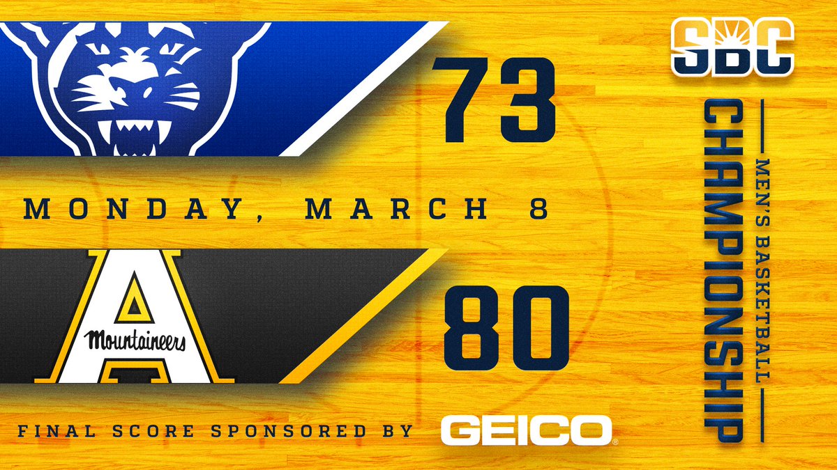 Sun Belt (@sunbelt) on Twitter photo APP STATE!!!!
The #FinalScore brought to you by @geico.
@GeorgiaStateMBB <a href="/AppStateMBB/">App State Basketball</a>
#GSUnited #TakeTheStairs #SunBeltMBB APP STATE!!!!
The #FinalScore brought to you by @geico.
@GeorgiaStateMBB <a href="/AppStateMBB/">App State Basketball</a>
#GSUnited #TakeTheStairs #SunBeltMBB