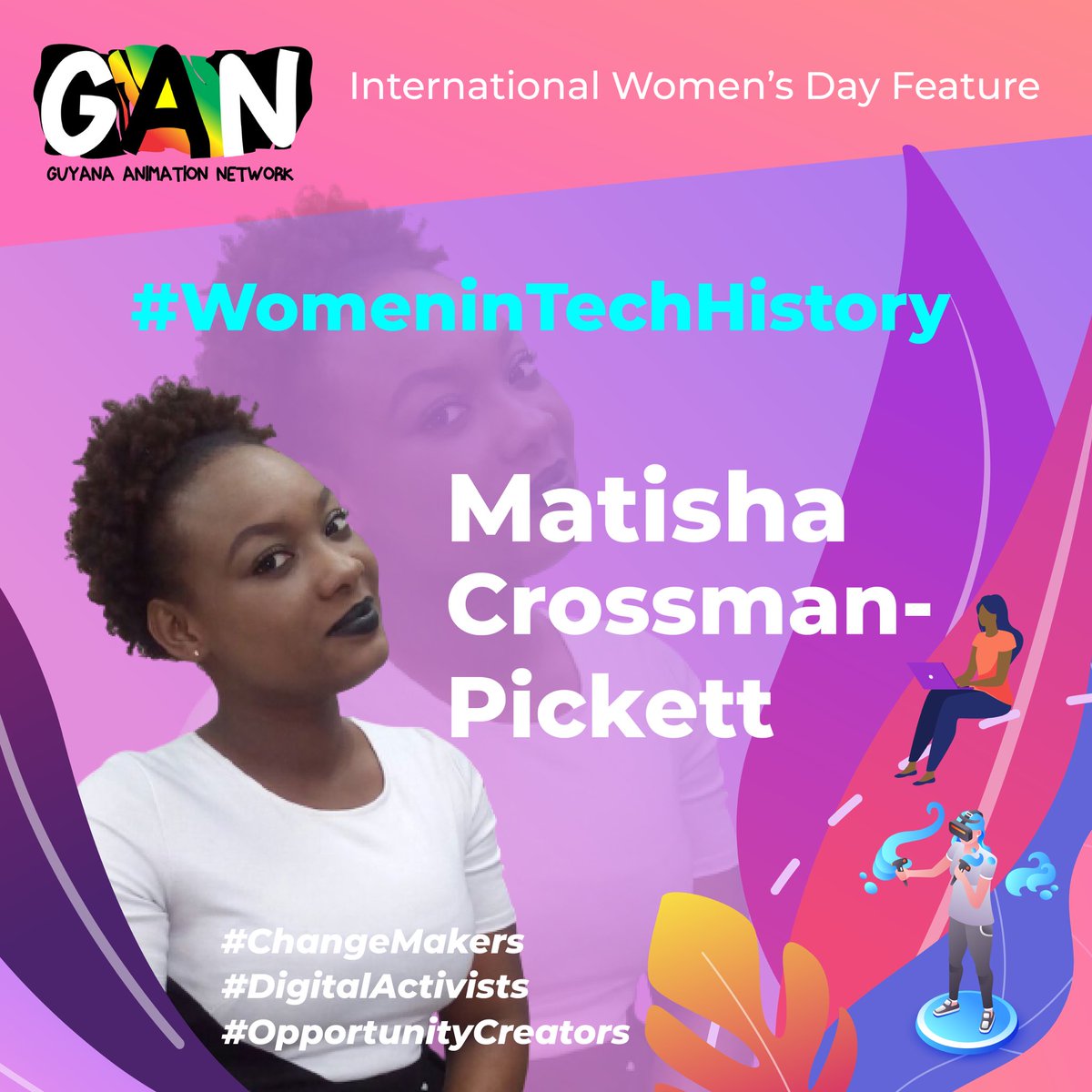 animateguyana's tweet photo. Happy #InternationalWomensDay    to Women in Guyana’s Tech and Animation History! #ChangeMakers #DigitalActivists #ChooseToChallenge2021 Meet Mrs Marissa Crossman-Pickett https://t.co/qvOY7TqsQl