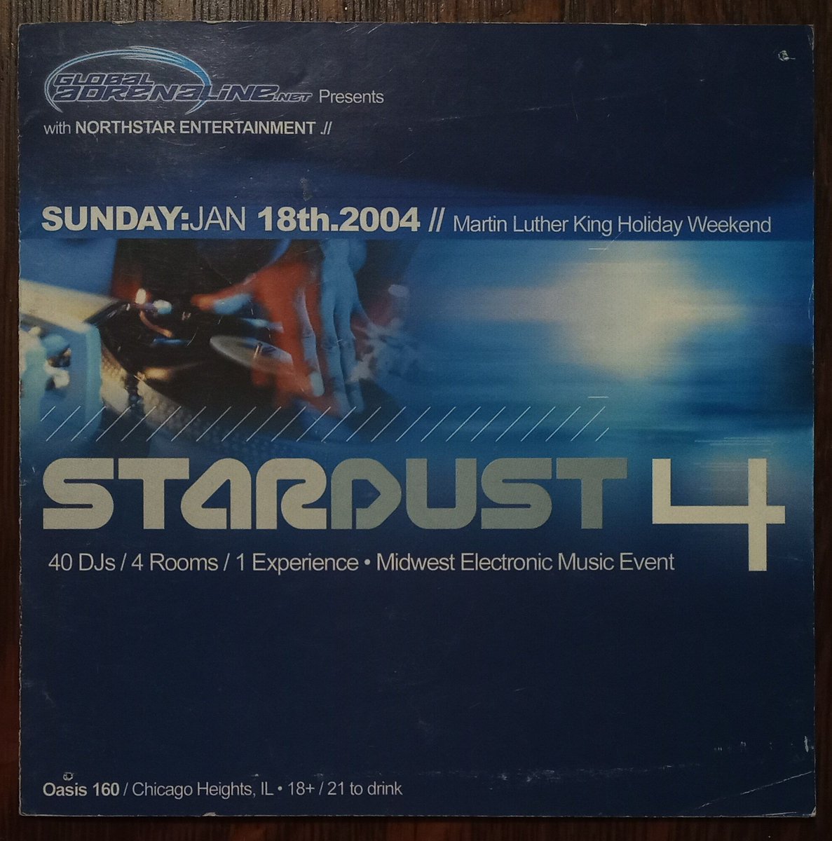 _jACK_t_Ripper_'s tweet photo. Stardust 4 2004 #GlobalAdrenaline #NorthstarEntertainment #Oasis160 #Chicago
@donaldglaude @charlesfeelgood 
@BadBabyAnne 
@MixinMarc 
@DTWCofficial #Phantom45
@djfrankiebones #AdamX @HLotruglio 
@IAMCZR @djalexpeace 
@dj_funk 
@richardvission 
@djswamp
@paulanthonyog https://t.co/dyJoa01yXc