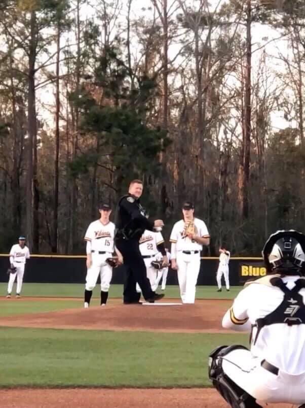 Thank you to SRO Carter for helping us Build The Hill by throwing out our ceremonial first pitch tonight! #BTH  plus the 9-3 win over Brunswick!