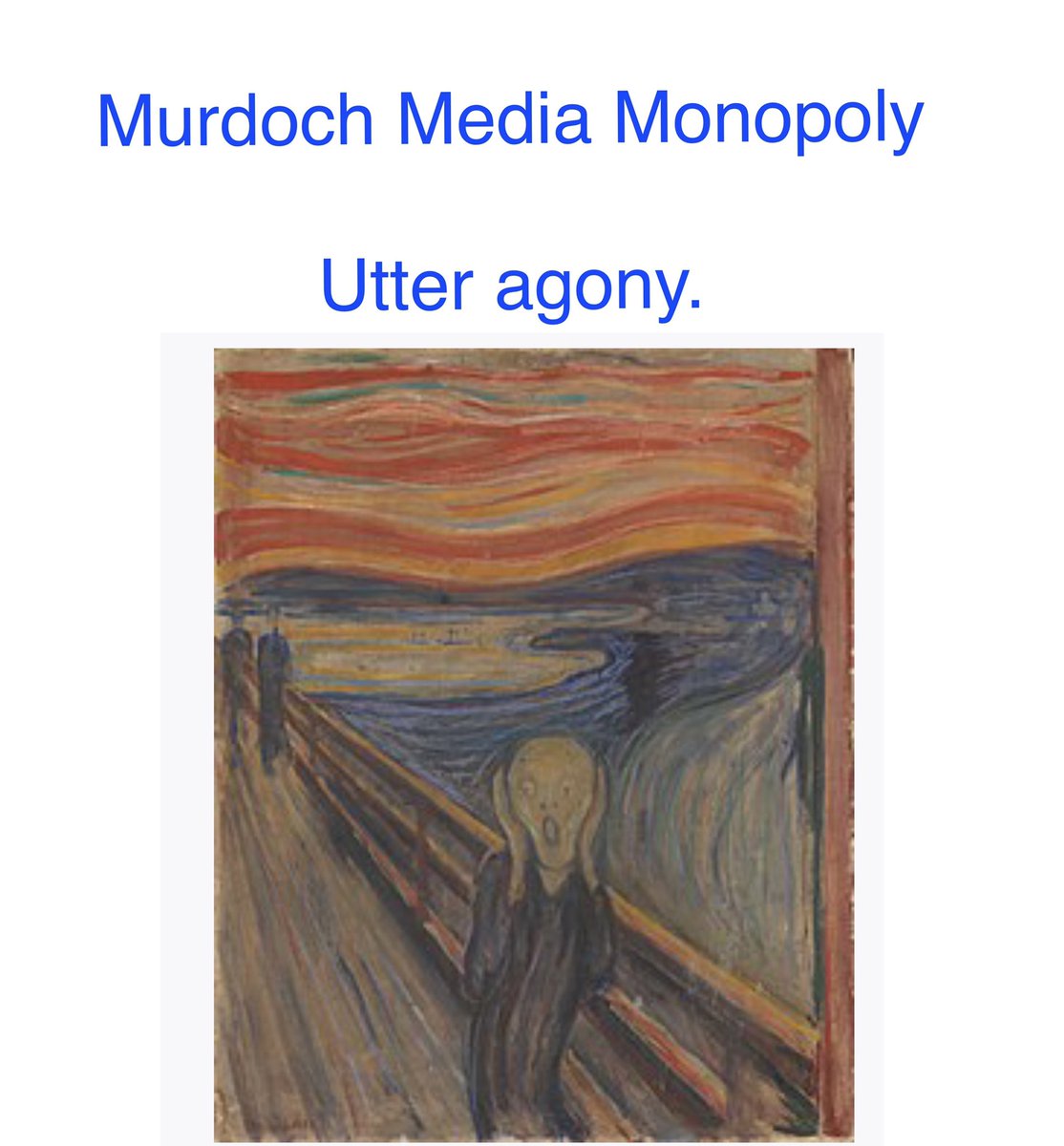 joolsmagools's tweet photo. #CaseForCourage
#MurdochMediaMonopoly
#UtterAgony
#FFS
#KevinRudd
#RIPRupert #FOCKOFF
Joolsmagools® https://t.co/a5l5oNm7qy