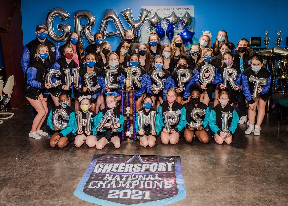 Gray___Rays's tweet photo. 2021 CHEERSPORT CHAMPS! 
We were so excited to get our jackets yesterday — thank you @CHEERSPORTCorp! 🖤 https://t.co/rHZRNwpdPQ
