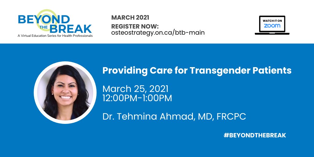 OsteoStrategyON's tweet photo. Our next #BeyondTheBreak webinar is coming up soon. Can't make it? We also archive our webinars. | #transgender #lgbtq #bonehealth | Register now ▶️https://t.co/BXD1wIhlW5 https://t.co/zoUzidmcxj
