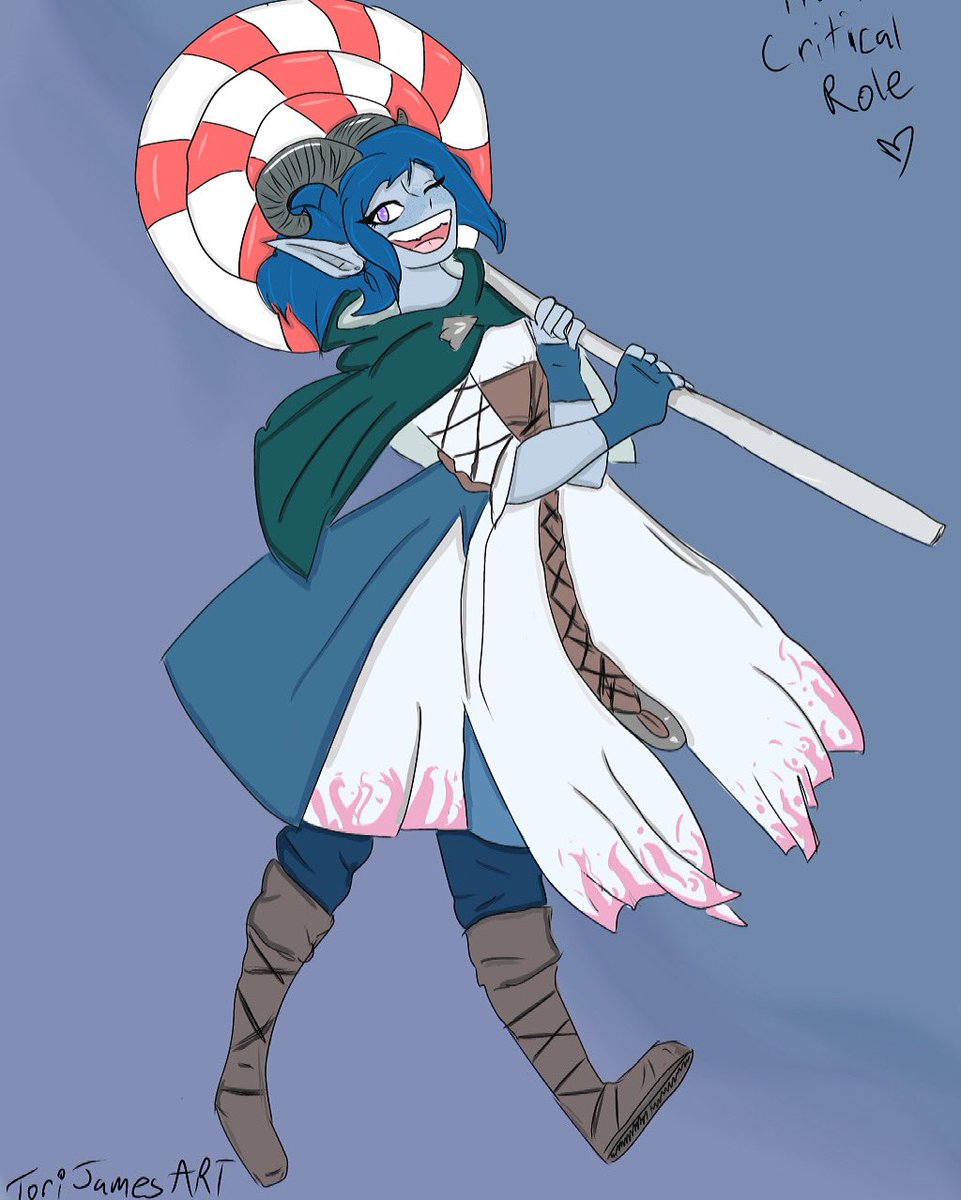 Tori_James_Art_'s tweet photo. I’ve been getting into @CriticalRole recently and wanted to draw so I drew Jester 💙I really love how this turned out 💙 @LauraBaileyVO #dndart #criticalrole #artistsontwitter #criticalrolefanart #criticalrolejester #newpost #fun #art #fan #dungeonsanddragons https://t.co/2JQ09UBnme