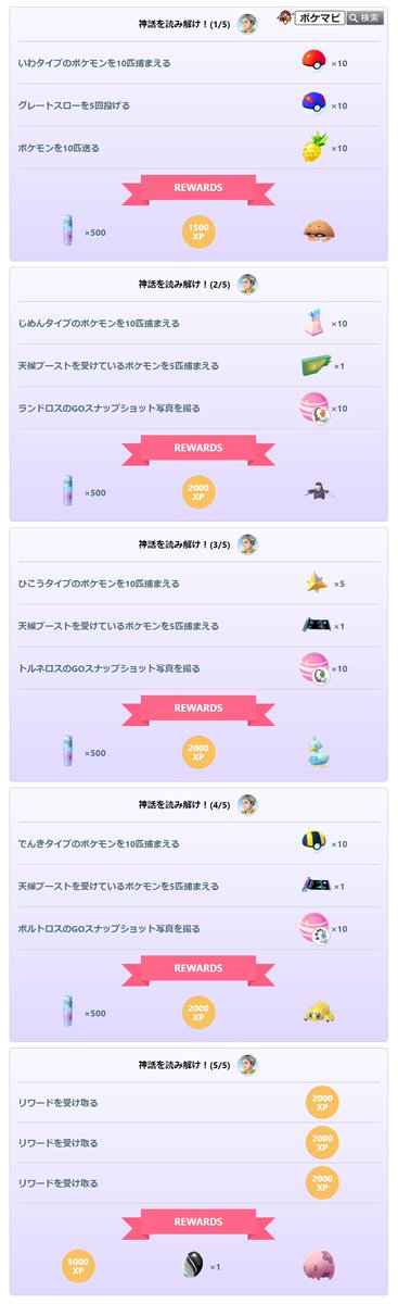 ポケモンgo攻略情報 ポケマピ Sur Twitter レジェンドシーズン限定スペシャルリサーチ 神話を読み解け のタスクとリワードの内容が全て判明しました レジェンドシーズン詳細 T Co Kbjvfylqsh スペシャルリサーチ一覧 T Co Vzs0fq5ypf