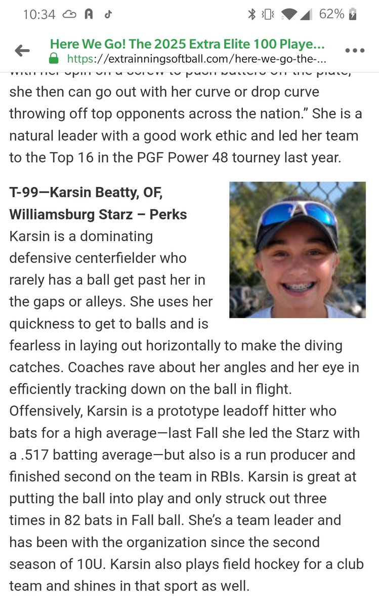 Proud of our #3, <a href="/BeattyKarsin/">karsin beatty</a> for making it into the top 100 <a href="/ExtraInningSB/">EXTRA INNING SOFTBALL</a> rankings for the 2025 class! Keep up the hard work kid!! 💪⭐🥎 <a href="/StarzGold/">StarzGold</a> <a href="/ImpactRetweets/">Impact Promotions</a> <a href="/IHartFastpitch/">I❤️Fastpitch</a> <a href="/OutsideTheGames/">Outside The Games®️™️</a>