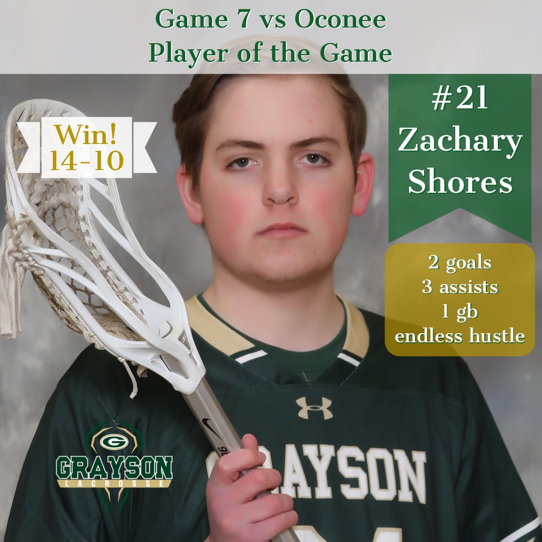 GraysonRamsLax's tweet photo. The boys bounced back tonight! #21 Zachary Shores helped lead the way with an incredible performance in this team win, way to go kid! Make sure to check out our story for other great performers from tonight’s game. #GraysonLax https://t.co/n8uTBcovgR