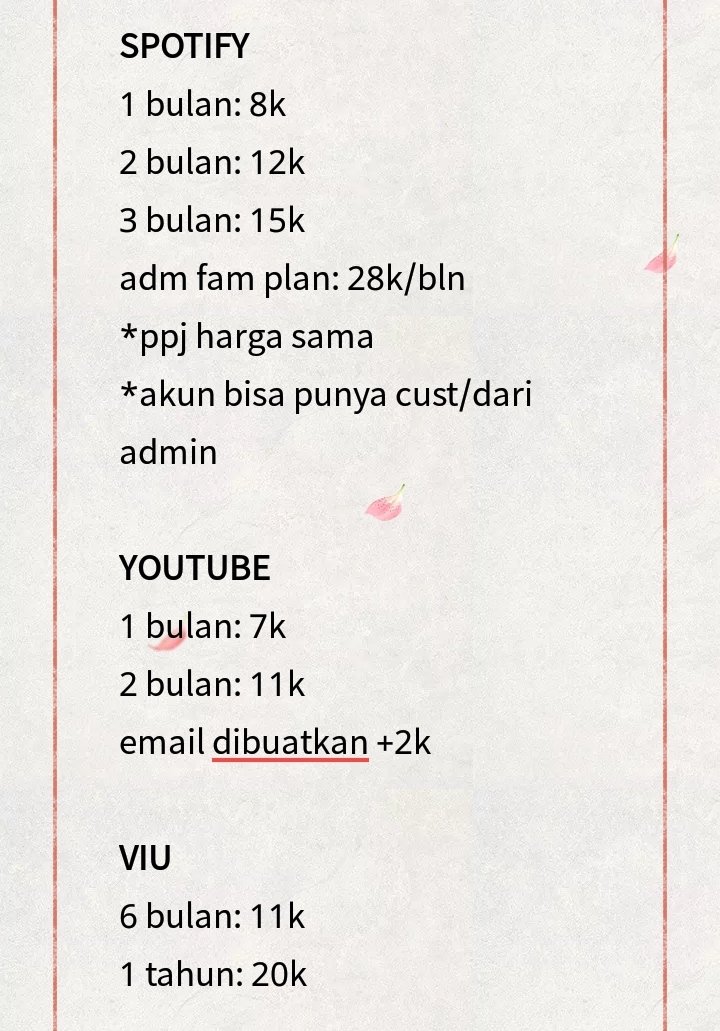 fashzion's tweet photo. PRICELIST APP PREM

✨ LEGAALL!
✨ semua apps bergaransi!
✨ sedia apps lain jugaa
✨ proses max 1x24 jam
✨ payment via dana, gopay, ovo, mandiri, spay, qris
✨ order via DM atau wa di bio
✨ testi: https://t.co/8T0xRJmOIo

p.s aku juga open sewa hotstar &amp; netflix 2k/hari! ❤️ https://t.co/pUVpodr1rZ
